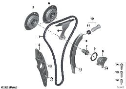 TIMING AND VALVE TRAIN-TIMING CHAIN diagram for BMW 5 Series G60 Sedan 520i