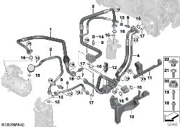 COOLANT LINES diagram for BMW 5 Series G68 Sedan i5 eDrive40L
