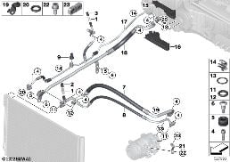 COOLANT LINES diagram for BMW 5 Series F11 LCI M550dX