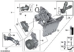 Pompa pł. chłodz. w układzie chłodzenia diagram for BMW 7 Series G70 750eX
