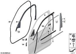 TRIM AND SEALS FOR DOOR, FRONT diagram for BMW X4 F26 28iX