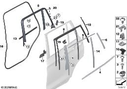 TRIM AND SEALS FOR DOOR, REAR diagram for BMW X4 F26 28iX