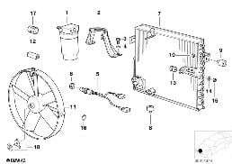CONDENSER/FAN/DRYING CONTAINER diagram for BMW 8 Series E31 850Ci