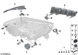 SINGLE COMPONENTS FOR HEADLIGHT diagram for BMW X5 G05 LCI M60iX