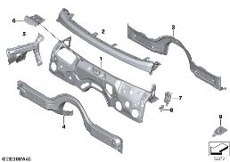 Ścianka przednia, poj. części diagram for BMW 5 Series G60 sedan 520i
