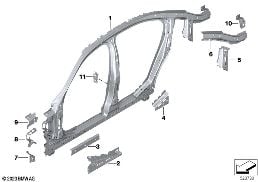 Szkielet boczny, środek diagram for BMW 5 Series G60 sedan 520i