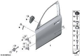FRONT DOOR-HINGE/DOOR BRAKE diagram for BMW 5 Series G61 Touring i5 xDrive40