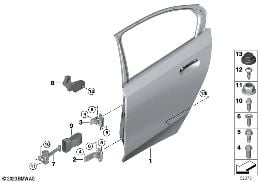 Tylne drzwi - zawias/hamulec drzwi diagram for BMW 5 Series G60 sedan 520i