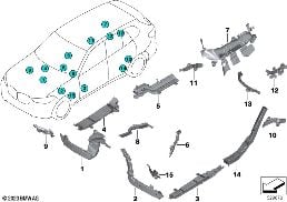 WIRING HARNESS COVERS/CABLE DUCTS diagram for BMW X3 G08 30iX