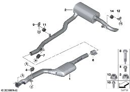 Výfukové potrubí zadní diagram for BMW 5 Series G61 Touring 520d