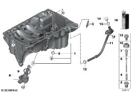 OIL PAN/OIL LEVEL INDICATOR diagram for BMW 5 Series G60 Sedan 520d