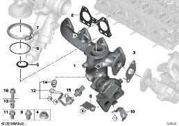 TURBOCHARGER WITH EXHAUST MANIFOLD diagram for BMW 5 Series G60 Sedan 520d
