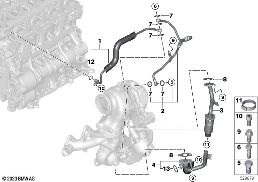 オイル供給 ターボ チャージャー diagram for BMW X2 U10 20dX
