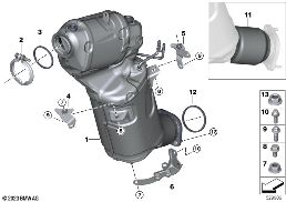 Katalyzát./filtr částic pro vznět.motory diagram for BMW 5 Series G61 Touring 520d