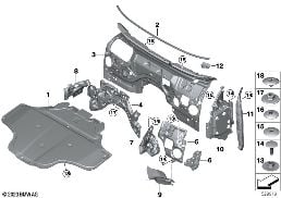 SOUND INSULATING FRONT diagram for BMW 5 Series G61 Touring 540dX