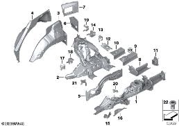 REAR WHEELHOUSE/FLOOR PARTS diagram for BMW X7 G07 LCI 40iX