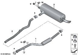 EXHAUST SYSTEM, REAR diagram for BMW 5 Series G60 Sedan 520i