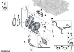 Uitlaatgasturbo met smering diagram for BMW X1L F49 LCI X1 25Li
