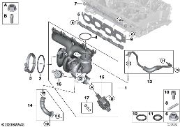 Výfukové turbodmychadlo s mazáním diagram for BMW 1 Series F40 128ti