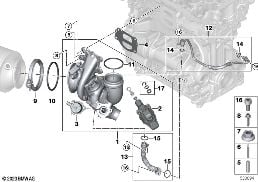 Turbocompr.gases escape com lubrificação diagram for BMW 2 Series U06 Active Tourer 223i