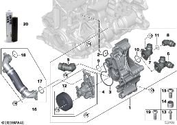 COOLING SYSTEM-COOLANT PUMP diagram for BMW 3 Series G28 Saloon LCI 320Li