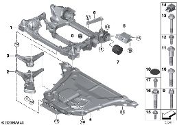 Subchassis dianteiro BEV diagram for BMW 5 Series G60 Berlina i5 eDrive40