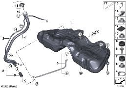 FUEL TANK/MOUNTING PARTS diagram for BMW 7 Series F01 LCI 740i