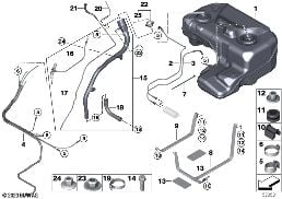 Zbiornik paliwa/Elementy dod. diagram for BMW X5 E53 4.8is