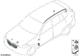 Vnější lišty / ozdobná mřížka diagram for BMW X5 G05 LCI 50eX