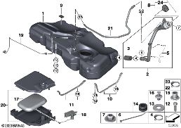Kraftstoffbehälter/Anbauteile diagram for BMW MINI Clubman R55 Cooper d