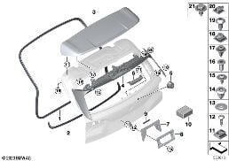 Zadní výklopné dveře montážní díly diagram for BMW X5 G05 LCI 40iX