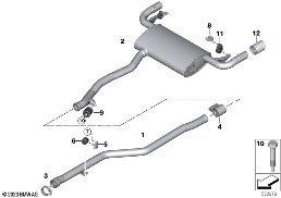 ระบบไอเสียด้านหลัง diagram for BMW X3 G01 30dX