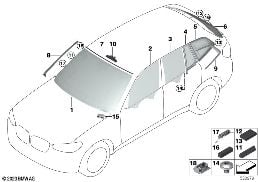 GLAZING diagram for BMW X3 G01 30i