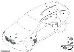schermi esterni / griglia decorativa diagram for BMW X6 G06 LCI 30dX