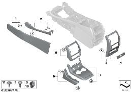 Anbauteile Mittelkonsole diagram for BMW X7 G07 LCI 40iX