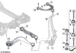 Wsp. przedn. osi, wah. poprz./krzyżulec diagram for BMW 5 Series G60 sedan 520d