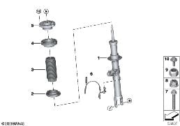 Kol. McPh. z przodu VDC / elem. dod. diagram for BMW 5 Series G60 sedan 520d