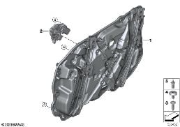 F ドア ウィンドウ メカニズム diagram for BMW 5 Series G60 セダン 520dX