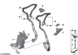 TRANSMISSION OIL COOLER/OIL COOLER LINE diagram for BMW 5 Series G61 Touring 520d