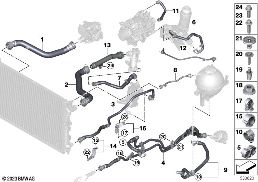 COOLING SYSTEM COOLANT HOSES diagram for BMW 5 Series G61 Touring 520d