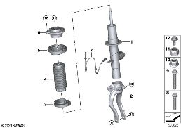 SPRING STRUT FRONT VDC / INST.PARTS AWD diagram for BMW 5 Series G60 Sedan 520dX