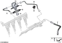 Pompa wysokociśnieniowa/przewody diagram for BMW 5 Series G68 sedan 530LiX