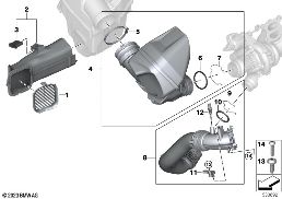 Kanał powietrza diagram for BMW 5 Series G68 sedan 530LiX