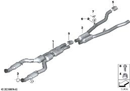 FRONT EXHAUST SYSTEM diagram for BMW 7 Series G73 760iX Protection