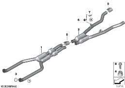 FRONT EXHAUST SYSTEM diagram for BMW 7 Series G73 760iX Protection