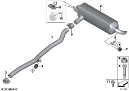 Układ wydechowy tylny diagram for BMW 7 Series G70 740iX