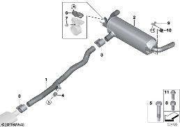 Układ wydechowy tylny diagram for BMW 7 Series G70 750eX