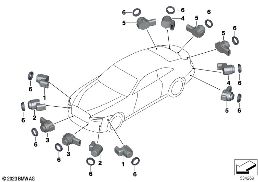 PARK DISTANCE CONTROL (PDC) diagram for BMW Rolls-Royce Spectre Coupé RR25 Spectre