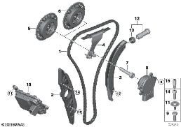 Accionamento por corrente distribuição diagram for BMW 3 Series G20 Berlina LCI M340i