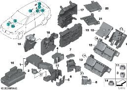 Boîtier distribution él./répartiteur B+ diagram for BMW X5 G05 40iX
